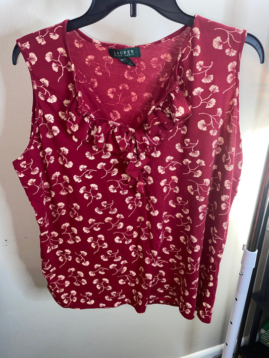 Women's Red and beige Floral Top Ralph Lauren size 2X